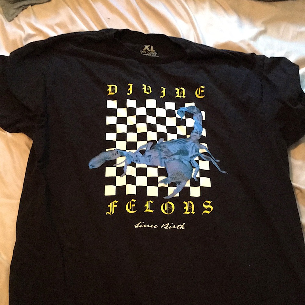 Divine Felons Checker Checkerboard Scorpion T Shirt tee